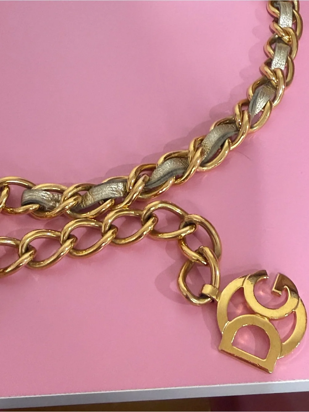 Dolce & Gabbana Gold Logo Plate Chain Belt